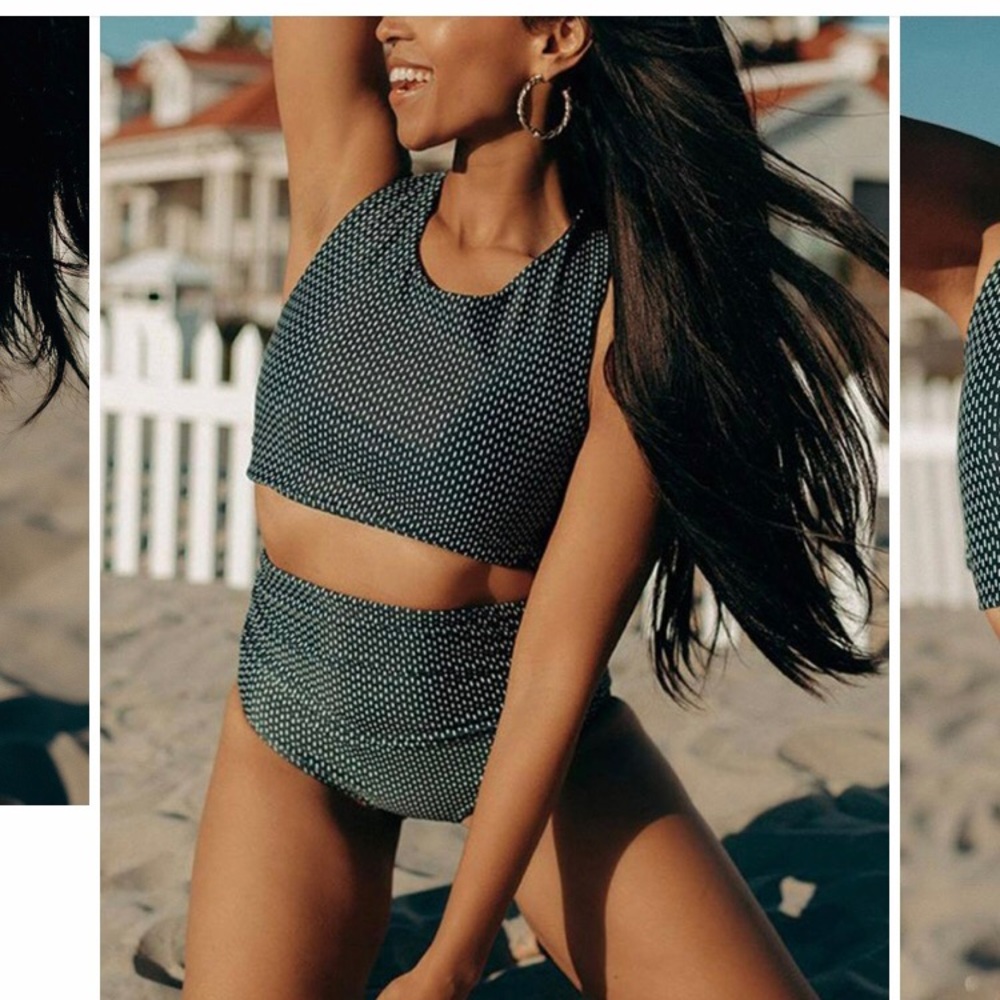 Crop Top Tankini Set. Size M both too and bottoms.